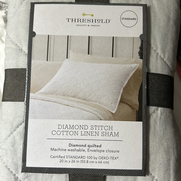 Threshold™ Diamond Stitch Cotton Linen Quilt Standard Sham - Light Gray - Picture 5 of 6